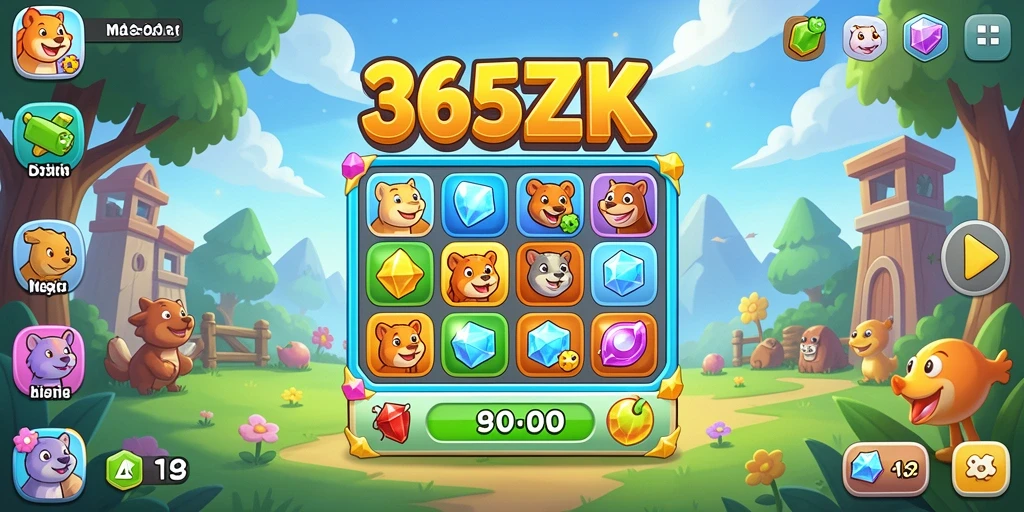 Tampilan menarik dari gameplay Match-3 di 365ZK.
