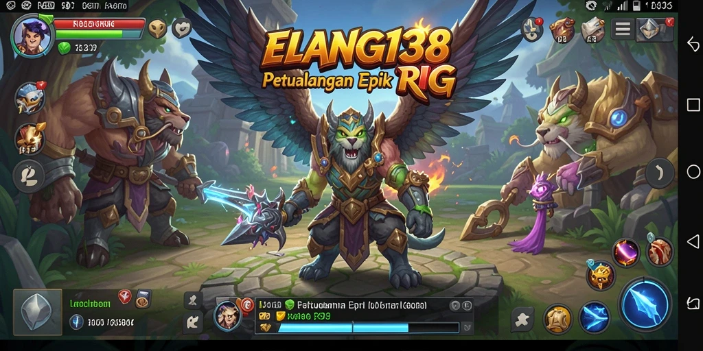 Screenshot gameplay ELANG138 menampilkan pertempuran seru dan karakter heroik.