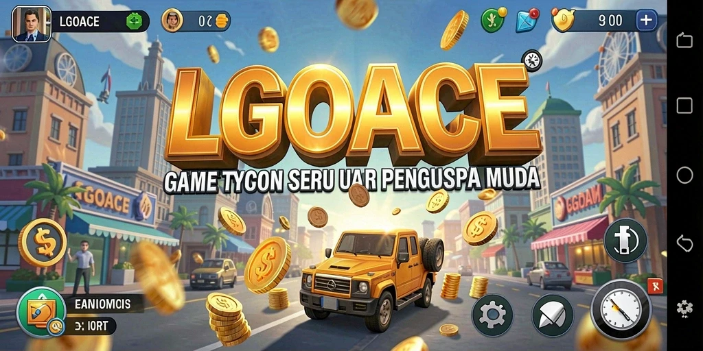 Tangkapan layar gameplay LGOACE yang menunjukkan manajemen bisnis yang menarik.