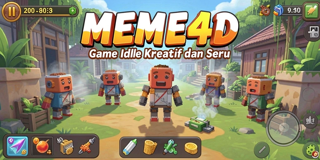 Tampilan gameplay <strong>MEME4D</strong> yang penuh warna dan menarik.