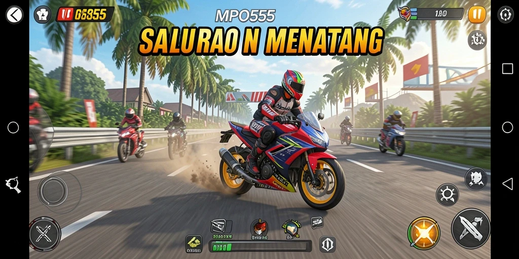 Tampilan seru balapan motor dalam MPO555 dengan aksi cepat dan grafis menarik.