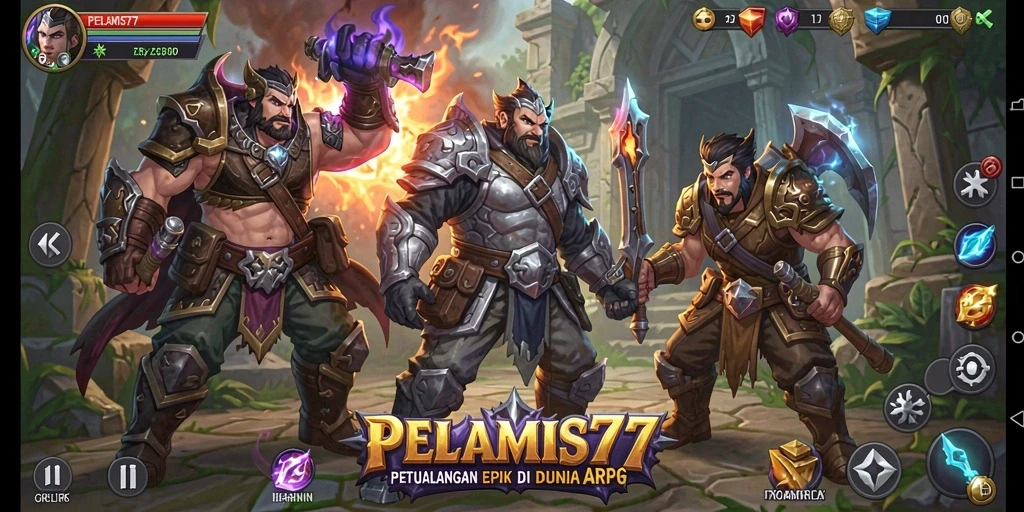 Tangkapan layar gameplay PELAMIS77 dengan pertarungan epik dan dunia yang luas.