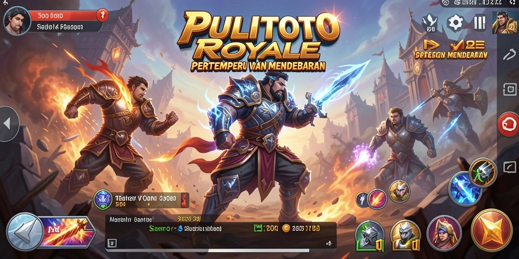 Screenshot utama PULITOTO menunjukkan aksi intens pertempuran Battle Royale.