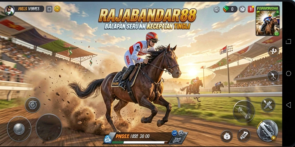Tampilan gameplay RAJABANDAR88 yang mendebarkan saat balapan.